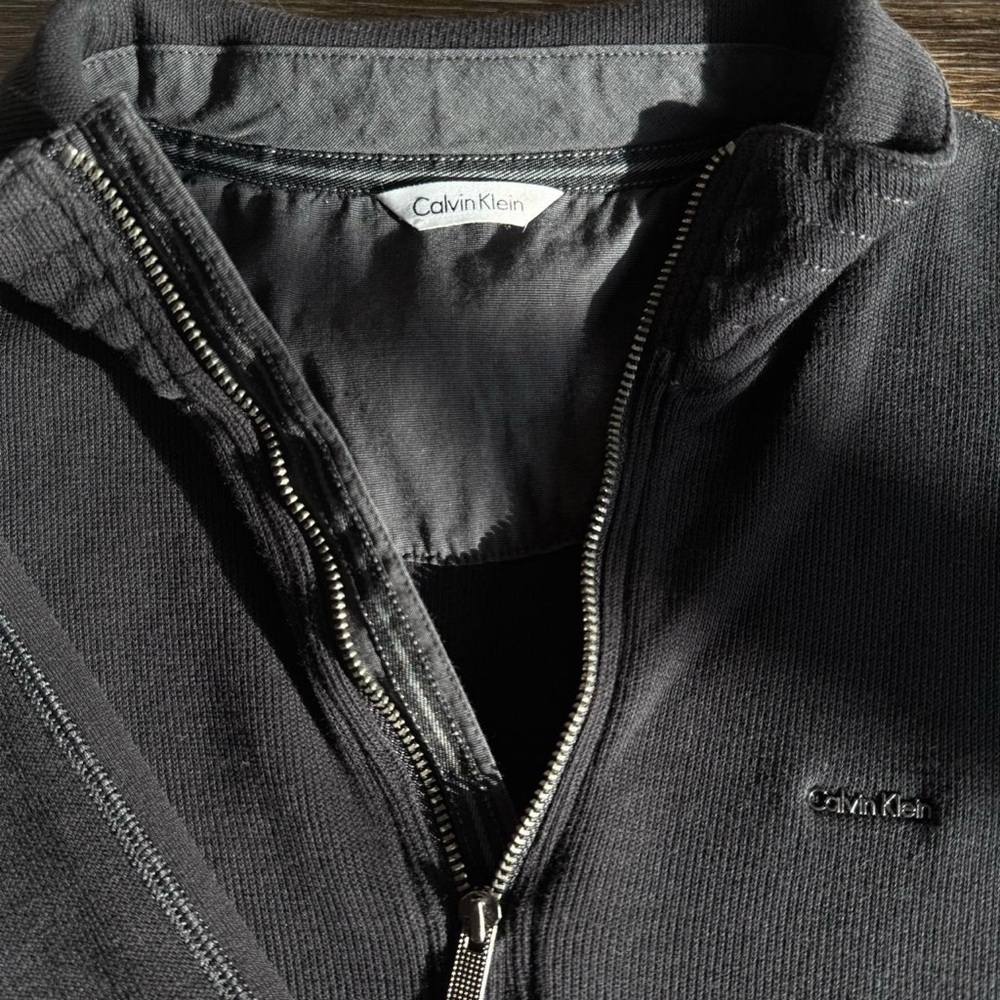 Calvin Klein Men's Charcoal Zip-Up Sweater
